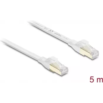 Delock Cable Patch Plano RJ45 Cat.8.1 U/FTP hasta 40 Gbps 5 m Blanco (81028)