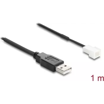 Delock Cable USB 2.0 Type-A Macho a Conector de Ventilador 3 Pines, 1 m, Negro