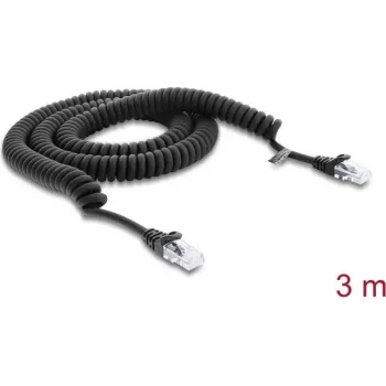 Delock Cable Espiral RJ50 Macho-Macho 3 m Negro (91236)