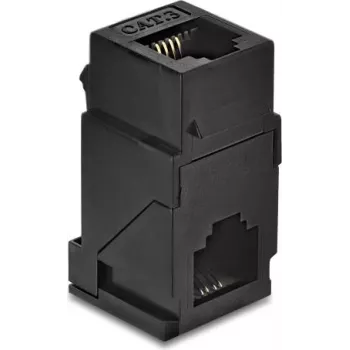 Delock Módulo Keystone Acoplador RJ14 Hembra a RJ14 Hembra 90° Acodado Cat.3 Plástico Negro (91379)
