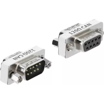Delock Adaptador D-Sub 9 Pines Bus CAN Macho a Hembra Resistencia de Terminación de 120 Ohmios