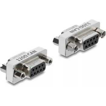 Delock Adaptador D-Sub 9 Pines Bus CAN Hembra a Hembra Resistencia de Terminación de 120 Ohmios