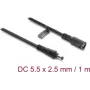 Delock Cable de extensión DC 5,5 x 2,5 mm conector macho a conector hembra con cierre de bayoneta 18 AWG, 1 m negro (67392)