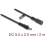 Delock cable alargador DC 5,5 x 2,5 mm macho a hembra con cierre de bayoneta 18 AWG, 2 m negro (67393)