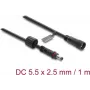 Delock cable alargador DC 5,5 x 2,5 mm macho a hembra con cierre de rosca rosca M12 x 1,75 mm estanco 18 AWG, 1 m negro (67386)