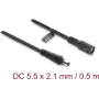 Delock cable alargador DC 5,5 x 2,1 mm macho a hembra con cierre de bayoneta 18 AWG, 0,5 m negro (67388)