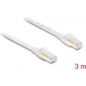 Delock Cable de red plano RJ45 Cat.8.1 U/FTP hasta 40 Gbit/s 3 m blanco (81027)