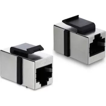 Delock Módulo Keystone acoplador RJ45 conector hembra a conector hembra Cat.6 apantallado metal plateado / negro (90837)