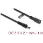 Delock Cable de extensión DC 5,5 x 2,1 mm conector macho a conector hembra con cierre de bayoneta 18 AWG, 1 m negro (67389)