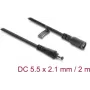 Delock Cable de extensión DC 5,5 x 2,1 mm conector macho a conector hembra con cierre de bayoneta 18 AWG, 2 m negro (67390)