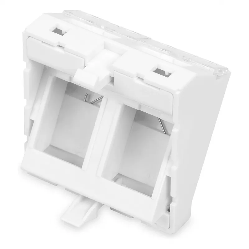 DIGITUS Placa embellecedora Keystone 2 puertos 45x45mm en ángulo blanco