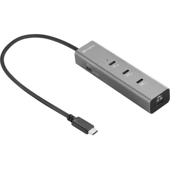 Sandberg USB-C 5-in-1 MediaDock - Docking station - plata/gris