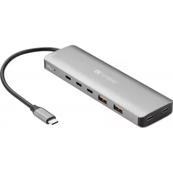 Sandberg USB-C a 5x USB-C + 2x USB-A Hub, 100W, USB 3.2 Gen 1, gris
