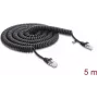 Delock cable en espiral RJ45 Cat.5e 5 m negro (88019)