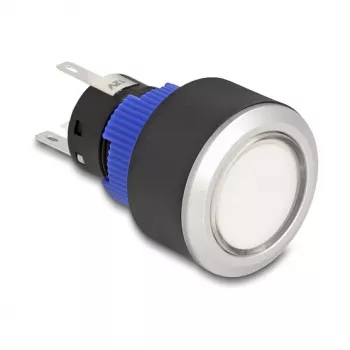Delock Interruptor de botón pulsador 22 mm plano plástico blanco LED