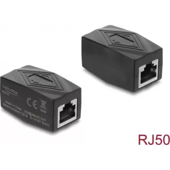 Delock RJ50 adaptador acoplador apantallado hembra a hembra negro (90839)