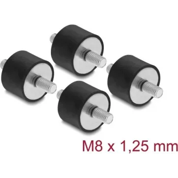 Delock Amortiguador de vibraciones M8 x 1,25 mm D 30 x H 20 mm con 2 x rosca exterior 4 uds. negro (60816)