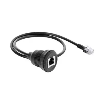 Delock Cable de conector macho RJ12 a conector hembra RJ12 para montaje en panel 50 cm negro
