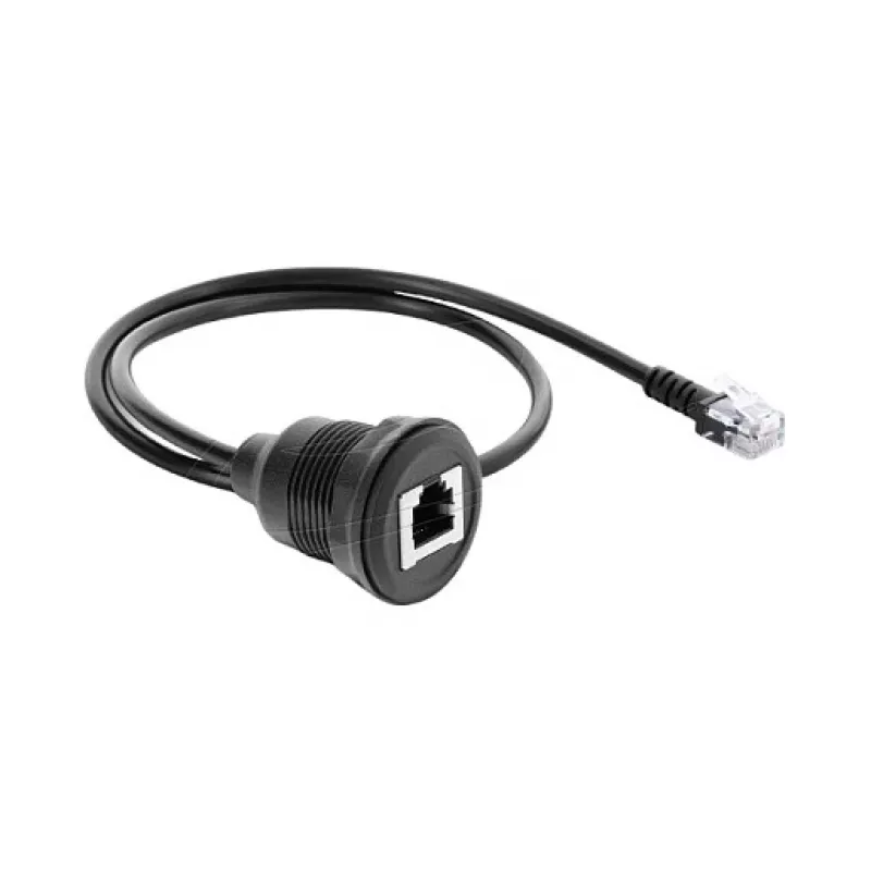 Delock Cable de conector macho RJ12 a conector hembra RJ12 para montaje en panel 50 cm negro