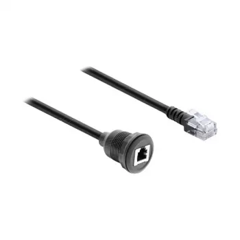 Delock Cable de conector macho RJ12 a conector hembra RJ12 para montaje en panel 50 cm negro