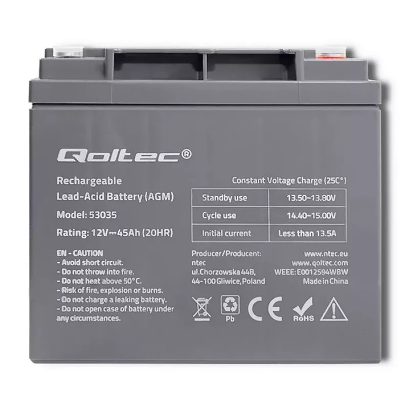 Qoltec 53035 Batería AGM 12V 45Ah 540A
