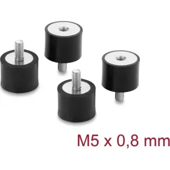 Delock Amortiguador de vibraciones M5 x 0,8 mm D 20 x H 15 mm con rosca interior y exterior 4 uds. negro (60819)