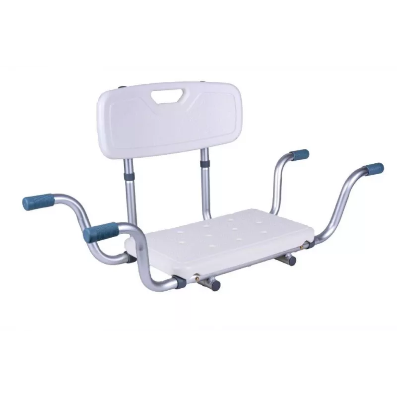 ANTAR Banco de baño empotrado con respaldo AT51032 - Taburete de ducha plegable de pared, blanco y plata, capacidad de carga 120 kg