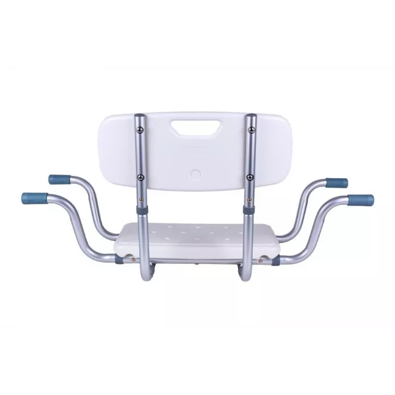 ANTAR Banco de baño empotrado con respaldo AT51032 - Taburete de ducha plegable de pared, blanco y plata, capacidad de carga 120 kg