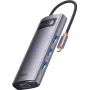 Baseus Metal Gleam Series hub USB-C 7 en 1, 3x USB 3.0, HDMI, USB-C PD, VGA, RJ45, Space Gray