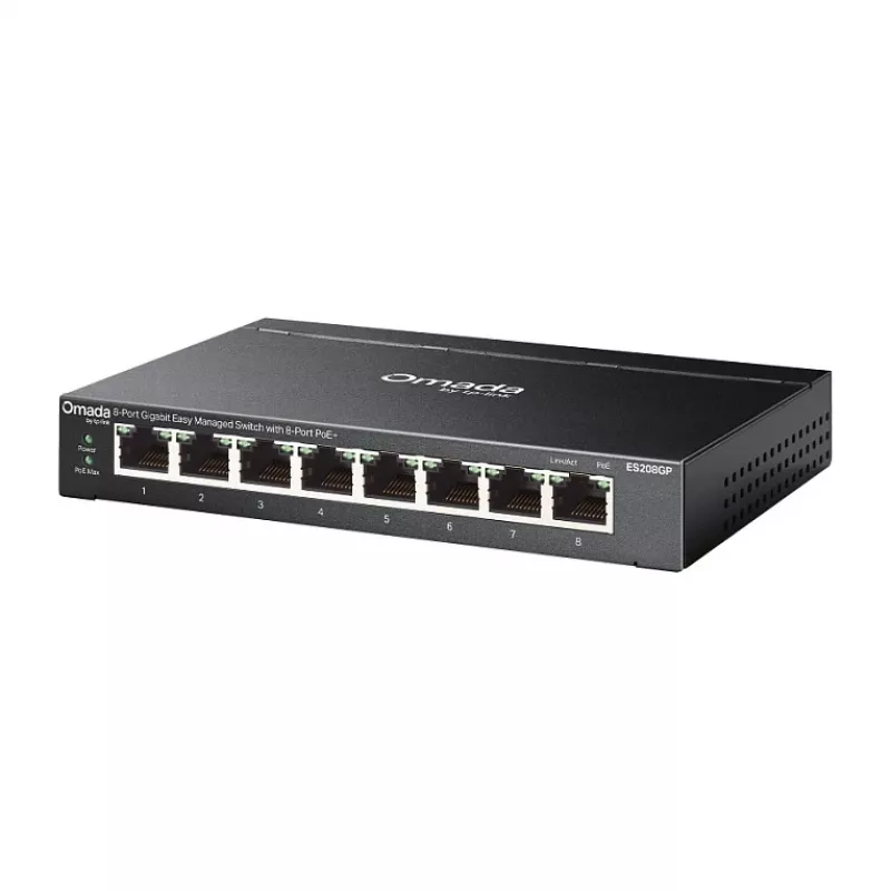 TP-Link Omada ES208GP switch gestionado smart PoE+ 8 puertos Gigabit con presupuesto PoE de 61W