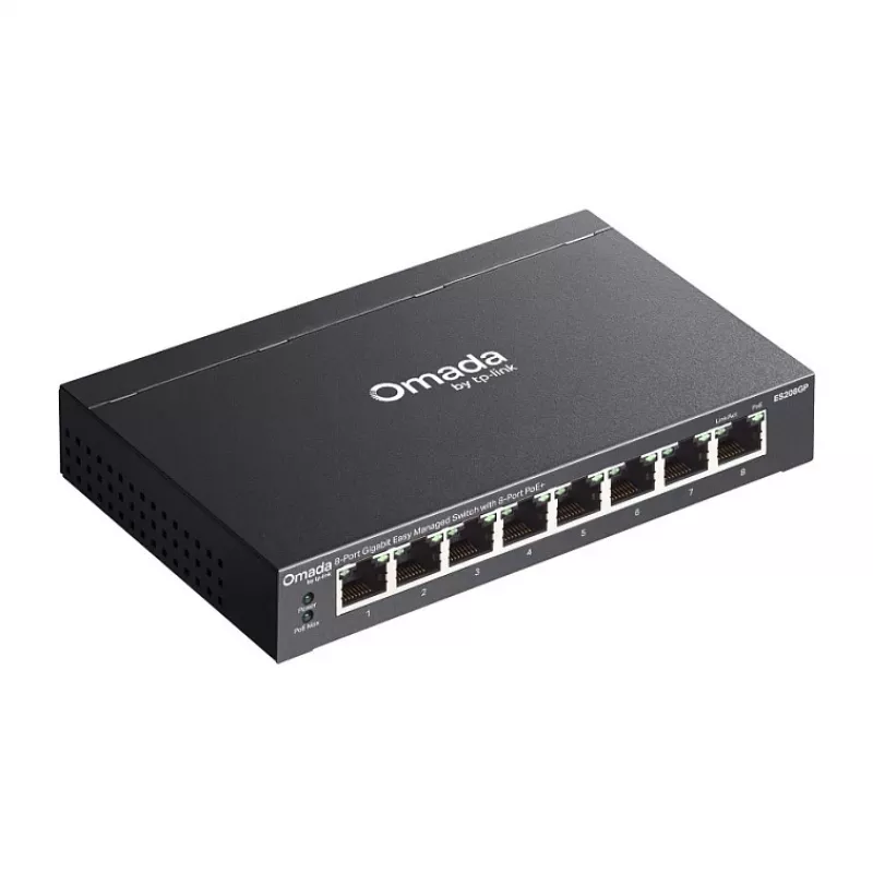 TP-Link Omada ES208GP switch gestionado smart PoE+ 8 puertos Gigabit con presupuesto PoE de 61W
