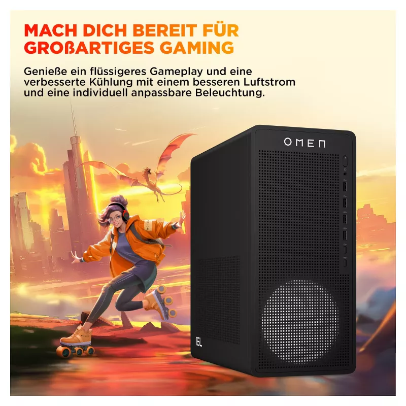 HP OMEN 16L sobremesa TG03-0177ng, Black Metal, Ryzen 7 8700F, 32GB RAM, 1TB SSD, GeForce RTX 5060 Ti