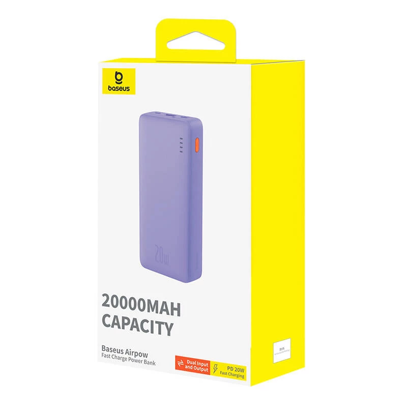 Baseus Airpow - Batería externa 20.000 mAh 20W (Lila)