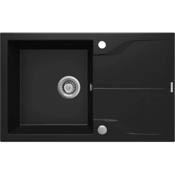 DEANTE Fregadero de granito 1 cubeta con escurridor Negro Nero Mat