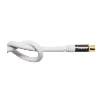 Good Connections Cable de antena SAT SmartFLEX, conector acodado IEC/Coax a conector hembra, dorado, cuádruple apantallado, 120 dB, blanco, 1 m (GC-M2061)