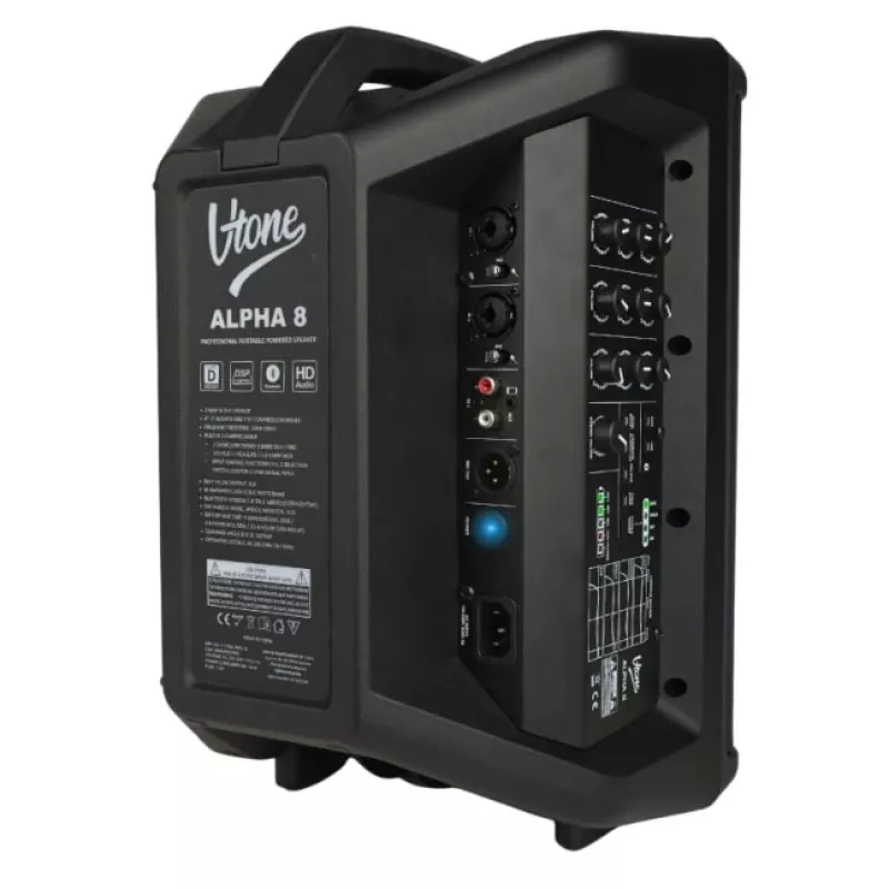 V-TONE ALPHA 8 Sistema de PA de columna activo con batería y mesa de mezclas integrada, 300W RMS, woofer de 8 pulgadas, Bluetooth, USB/SD, Hall