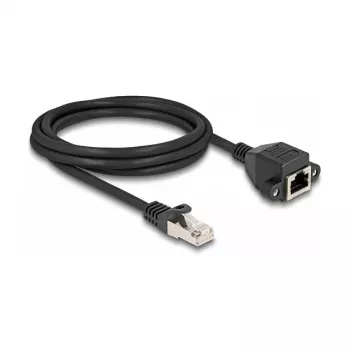 Delock Cable alargador RJ50 conector macho a conector hembra S/FTP 2 m Negro