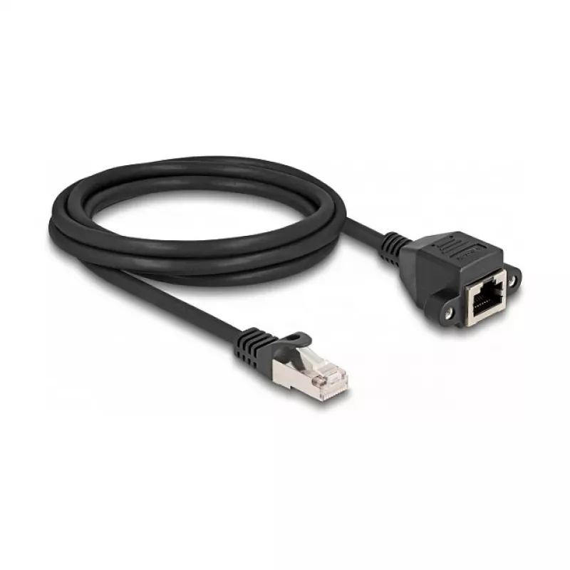 Delock Cable alargador RJ50 conector macho a conector hembra S/FTP 2 m Negro