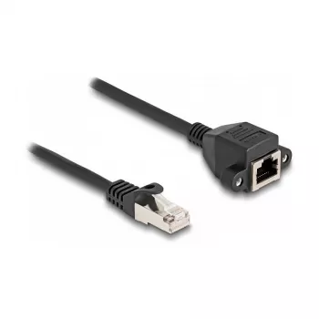 Delock Cable alargador RJ50 conector macho a conector hembra S/FTP 2 m Negro
