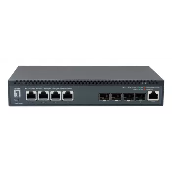 LevelOne switch gestionado L3 de 8 puertos 10 Gigabit, 4 x 1G/2.5G/5G/10G RJ45, 4 x 1G/2.5G/5G/10G SFP+ Uplinks