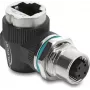 Delock adaptador M12 codificación D 4 pines conector hembra a conector hembra RJ45 montaje en panel 90° en ángulo
