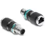 Delock adaptador M12 codificación D 4 pines conector macho a conector hembra RJ45 montaje en panel recto