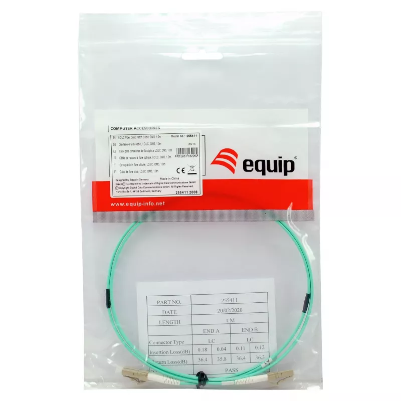 Cable de conexión Equip LC-LC 7,5m multimodo dúplex OM3 turquesa