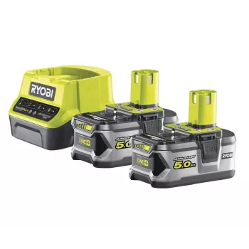 RYOBI RC18120-250 Set de 2 baterías Lithium+ 18V 5,0Ah con cargador compacto