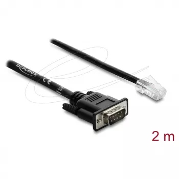 Delock Cable adaptador serie RS-232/422/485 DB9 conector macho a RJ45 conector macho 2 m
