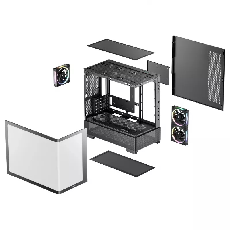 DeepCool CG380U Caja Mid-Tower, cristal templado, 3x ventiladores ARGB de 120mm, negra