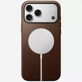 NOMAD Modern Leather Funda para iPhone 17 Pro Max, piel Horween, Rustic Brown, compatible con MagSafe