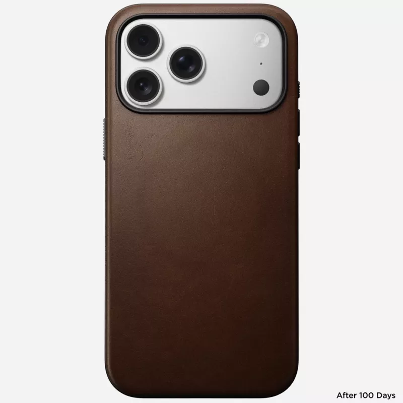 NOMAD Modern Leather Funda para iPhone 17 Pro Max, piel Horween, Rustic Brown, compatible con MagSafe