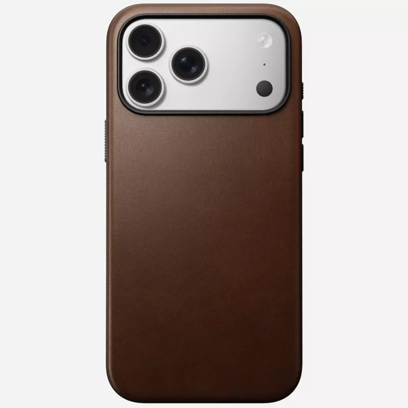 NOMAD Modern Leather Funda para iPhone 17 Pro Max, piel Horween, Rustic Brown, compatible con MagSafe