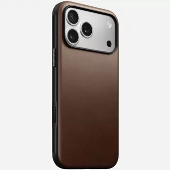 NOMAD Modern Leather Funda para iPhone 17 Pro Max, piel Horween, Rustic Brown, compatible con MagSafe